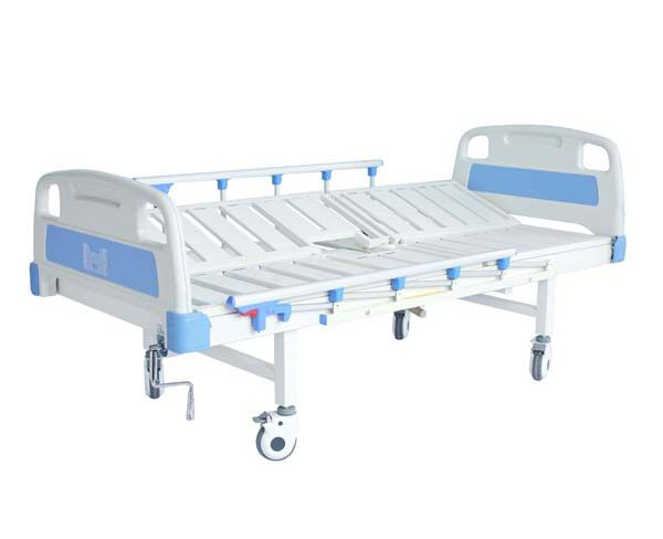 E19B單搖便孔翻身護理床   (輪、五檔護欄、條式床面、側翻身） 