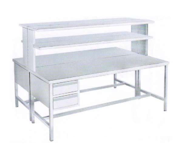 G37不銹鋼工作臺（雙面、兩抽、四框腿、帶兩層架）
